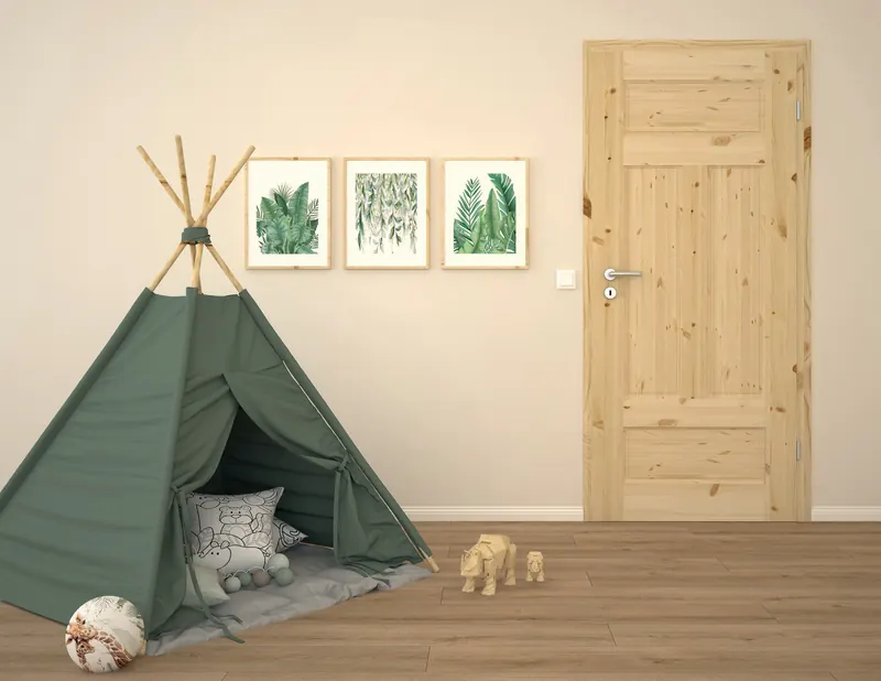 LOBO Vollholz-Innentür Stockholm in Kiefer, eingebaut im Kinderzimmer