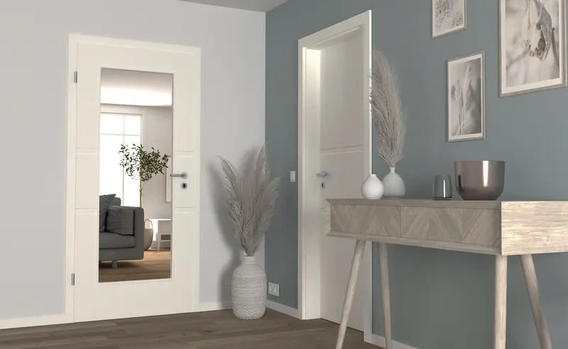 LOBO Innentür in Weißlack 1.0 mit Lichtausschnitt im Wohnraum (Serie Modena)